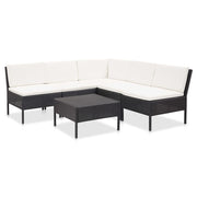 Loungeset poly rattan 6 personen zwart