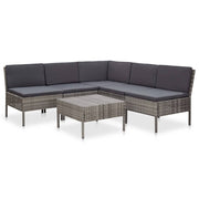 Loungeset poly rattan grijs met kussens