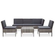 Loungeset Met Kussens Poly Rattan Grijs