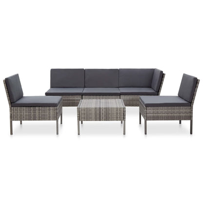 Loungeset Met Kussens Poly Rattan Grijs