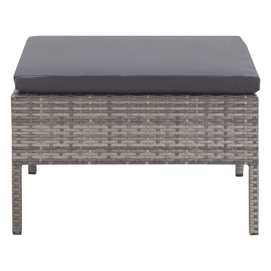 Loungeset Met Kussens Poly Rattan Grijs