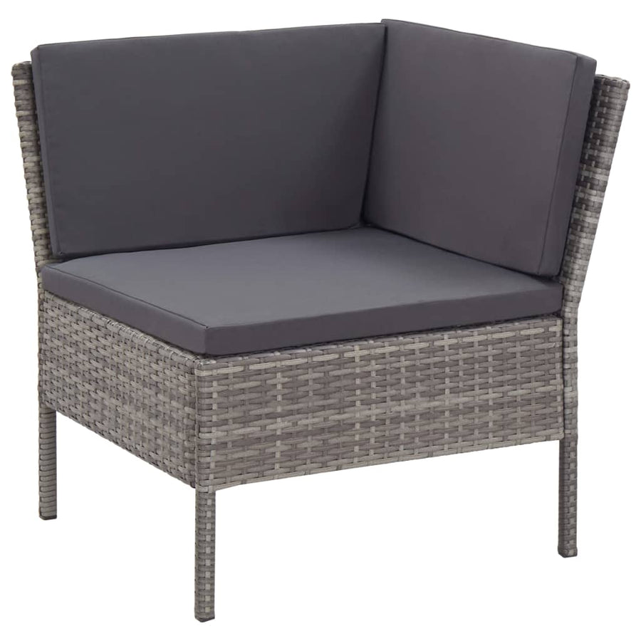 Loungeset Met Kussens Poly Rattan Grijs