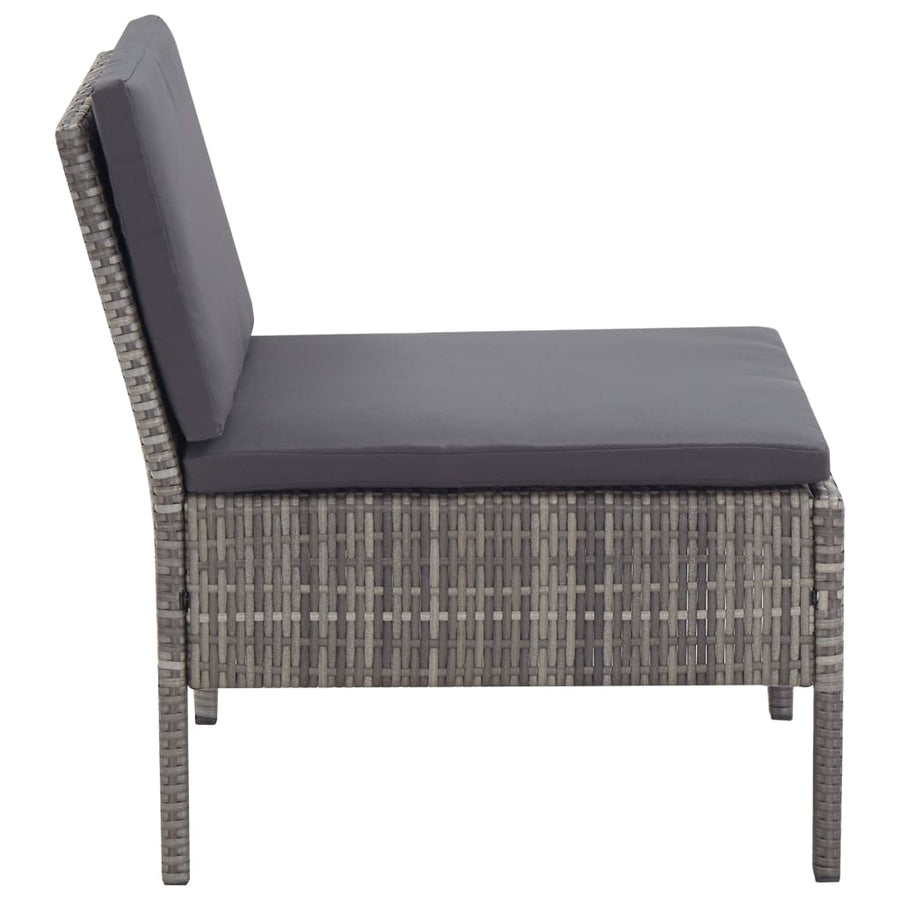 Loungeset Met Kussens Poly Rattan Grijs