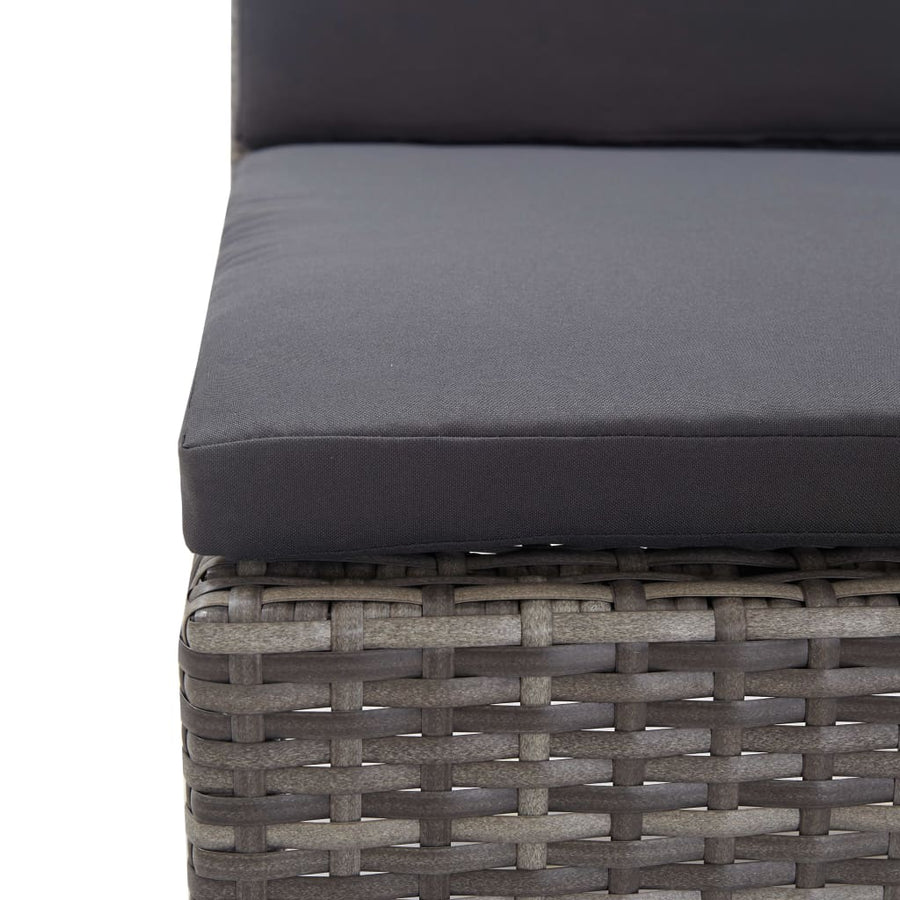 Loungeset Met Kussens Poly Rattan Grijs