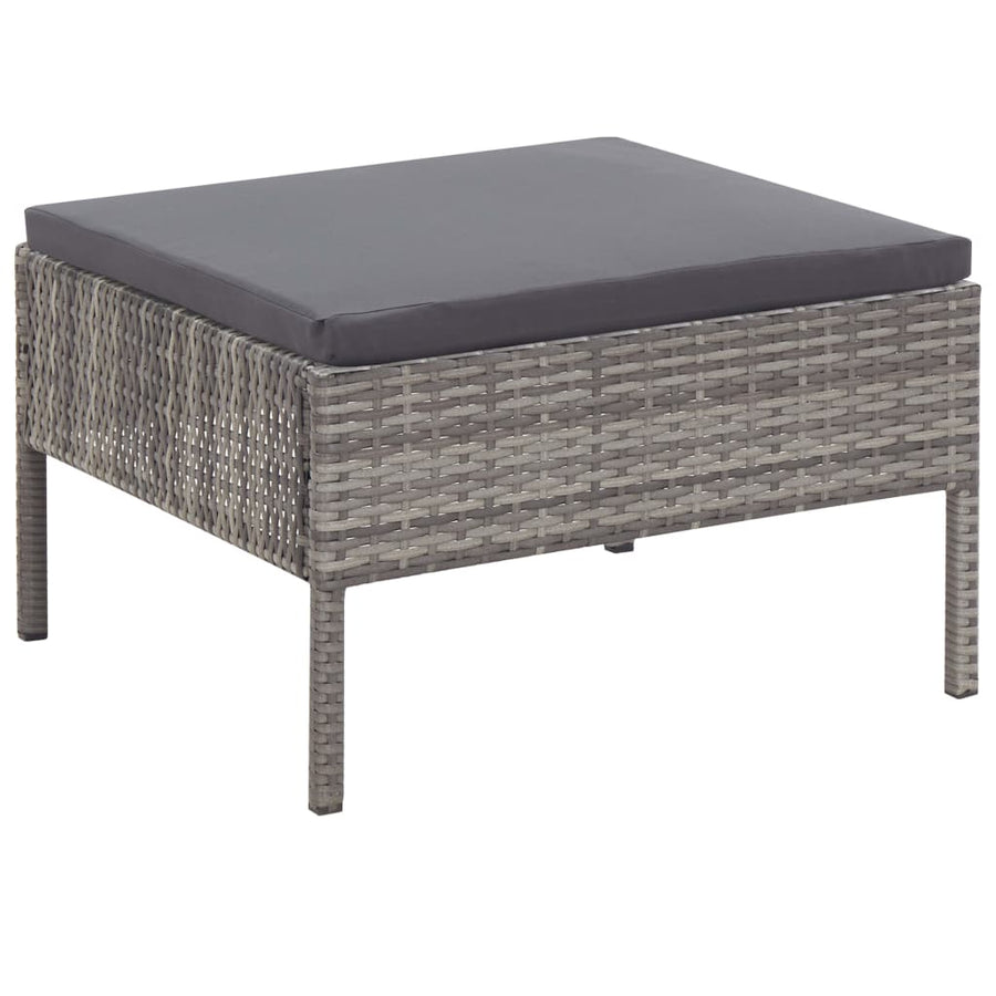 Loungeset Met Kussens Poly Rattan Grijs