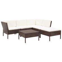 -Delige Loungeset Met Kussens Poly Rattan Bruin