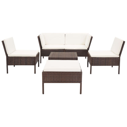 -Delige Loungeset Met Kussens Poly Rattan Bruin