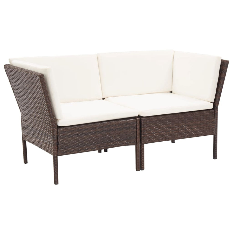-Delige Loungeset Met Kussens Poly Rattan Bruin
