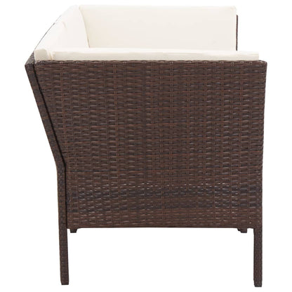 -Delige Loungeset Met Kussens Poly Rattan Bruin