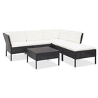 -Delige Loungeset Met Kussens Poly Rattan Zwart en wit