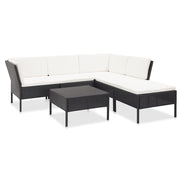 Loungeset 6-delig poly rattan zwart