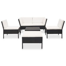 -Delige Loungeset Met Kussens Poly Rattan Zwart en wit