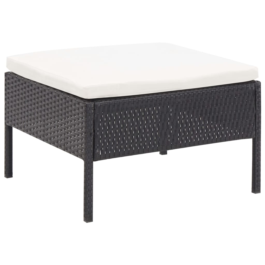 -Delige Loungeset Met Kussens Poly Rattan Zwart en wit