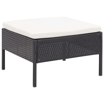 -Delige Loungeset Met Kussens Poly Rattan Zwart en wit