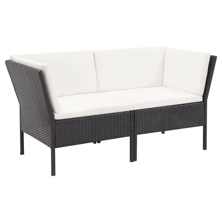 -Delige Loungeset Met Kussens Poly Rattan Zwart en wit