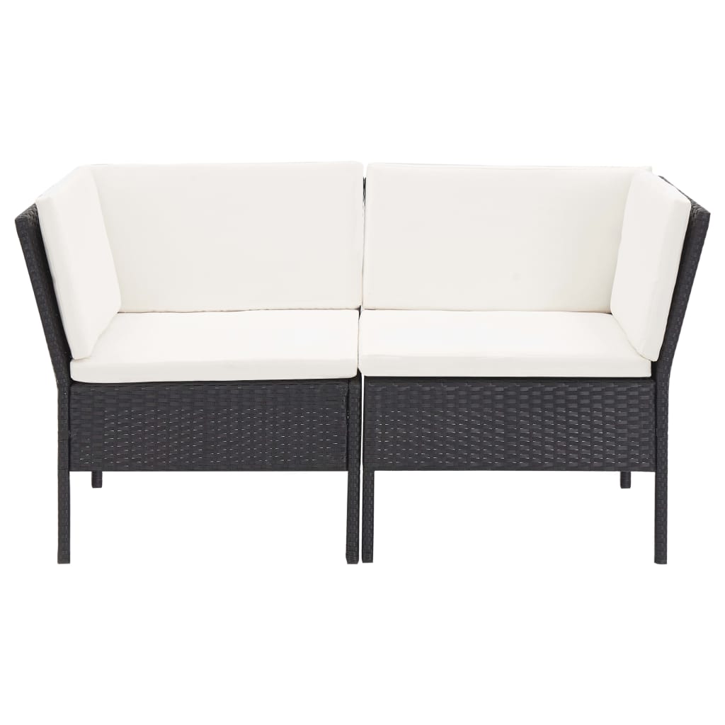 -Delige Loungeset Met Kussens Poly Rattan Zwart en wit
