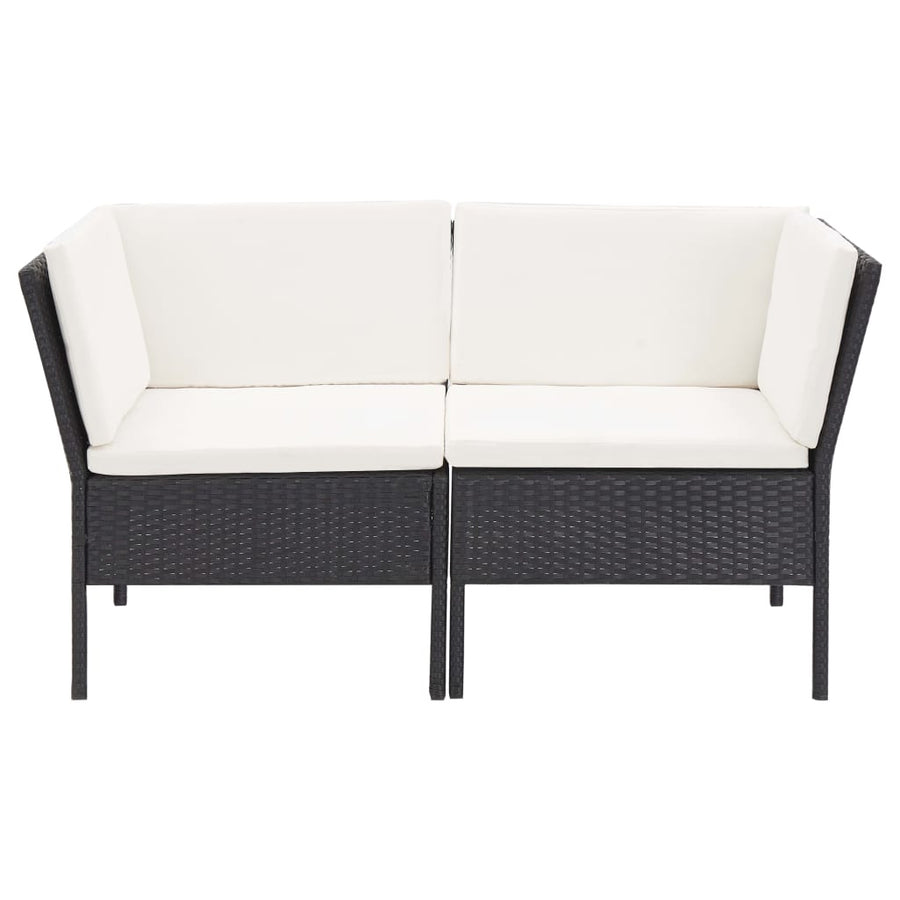 -Delige Loungeset Met Kussens Poly Rattan Zwart en wit