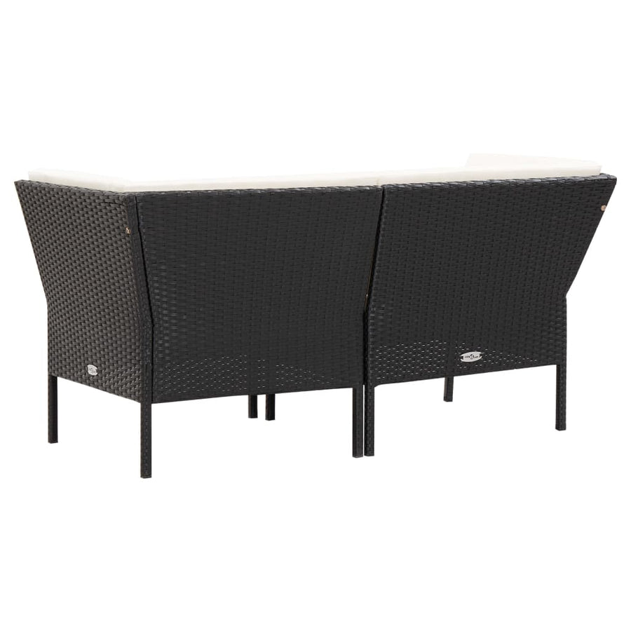 -Delige Loungeset Met Kussens Poly Rattan Zwart en wit