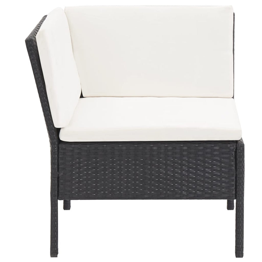 -Delige Loungeset Met Kussens Poly Rattan Zwart en wit