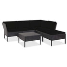 Loungeset poly rattan zwart L-vorm