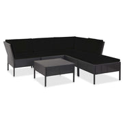 Loungeset poly rattan zwart L-vorm