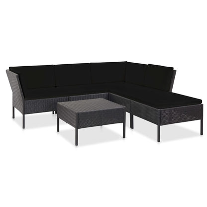 Loungeset Met Kussens Poly Rattan Zwart