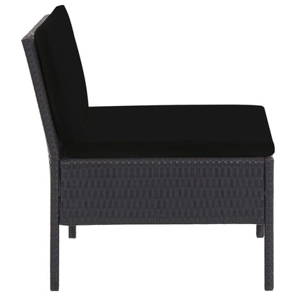 Loungeset Met Kussens Poly Rattan Zwart