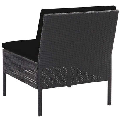 Loungeset Met Kussens Poly Rattan Zwart