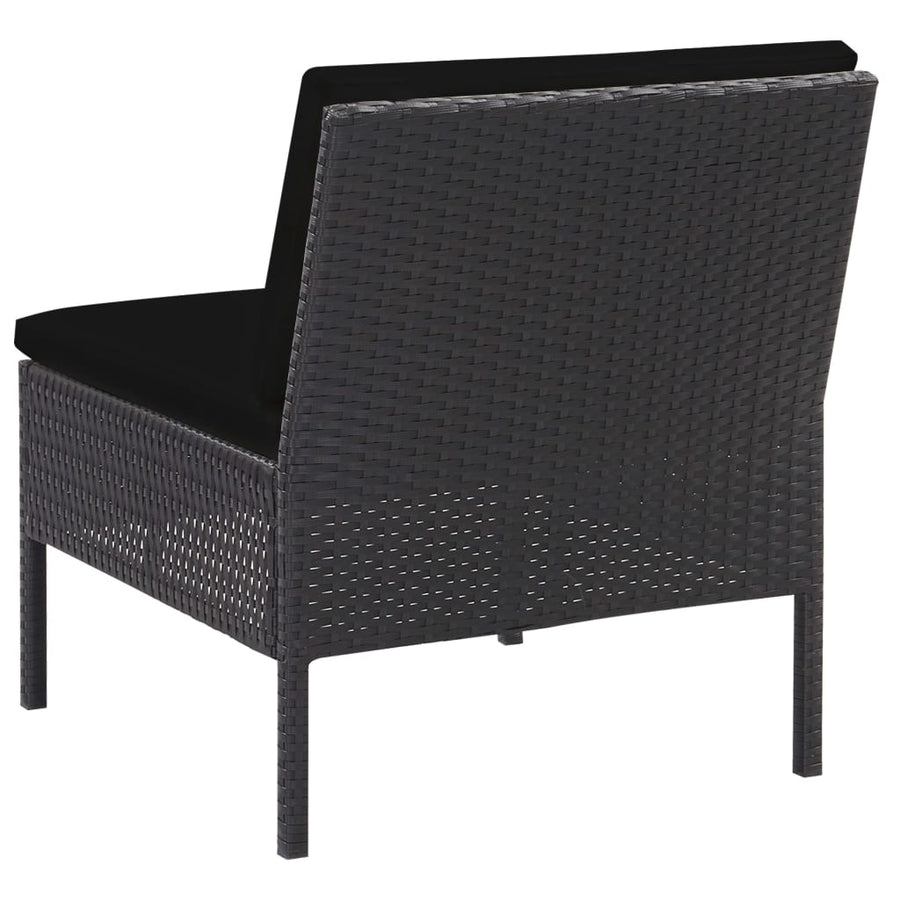 Loungeset Met Kussens Poly Rattan Zwart