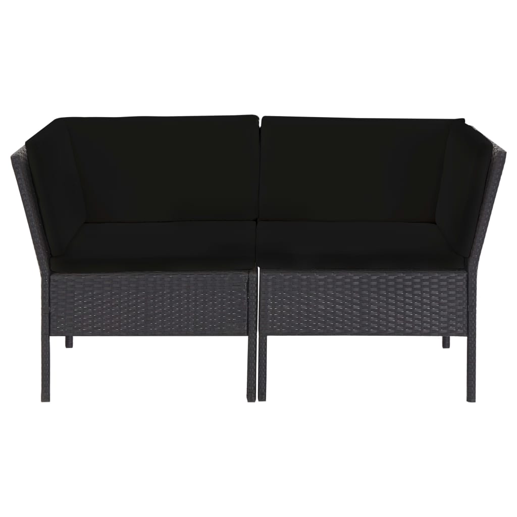 Loungeset Met Kussens Poly Rattan Zwart