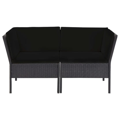 Loungeset Met Kussens Poly Rattan Zwart