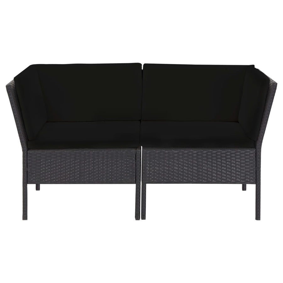 Loungeset Met Kussens Poly Rattan Zwart