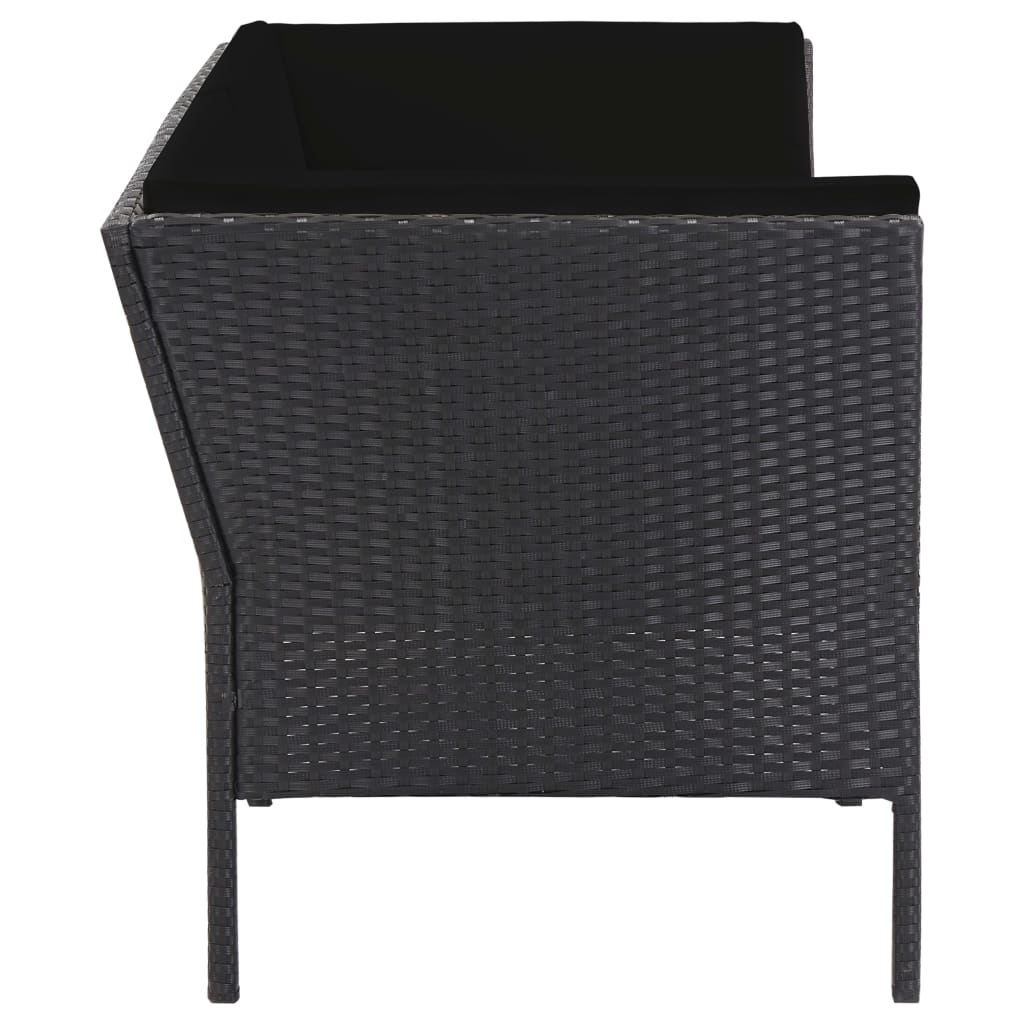 Loungeset Met Kussens Poly Rattan Zwart