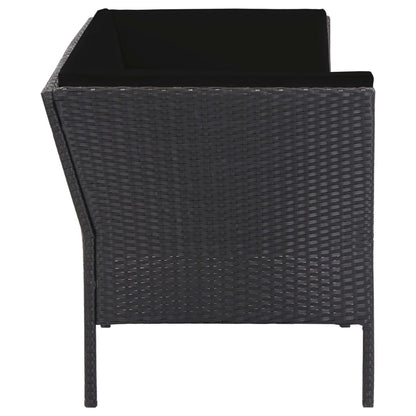 Loungeset Met Kussens Poly Rattan Zwart