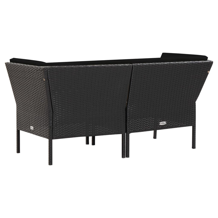 Loungeset Met Kussens Poly Rattan Zwart