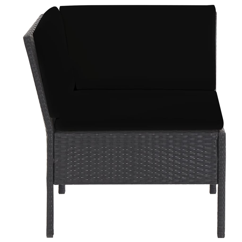 Loungeset Met Kussens Poly Rattan Zwart