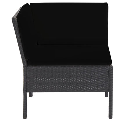 Loungeset Met Kussens Poly Rattan Zwart