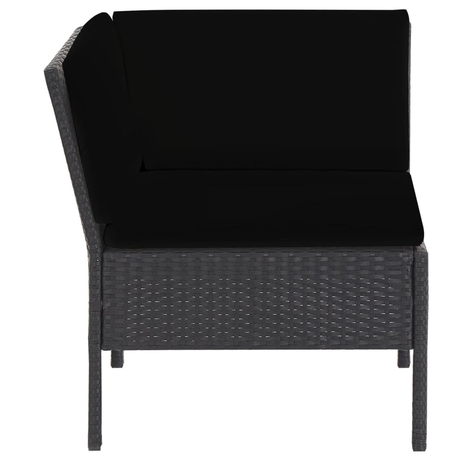 Loungeset Met Kussens Poly Rattan Zwart