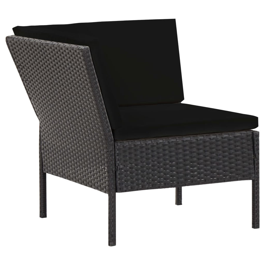 Loungeset Met Kussens Poly Rattan Zwart