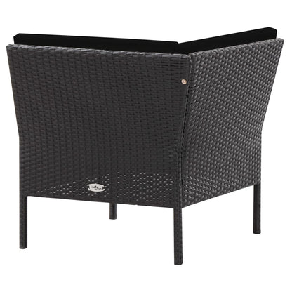 Loungeset Met Kussens Poly Rattan Zwart