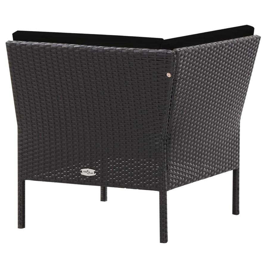 Loungeset Met Kussens Poly Rattan Zwart