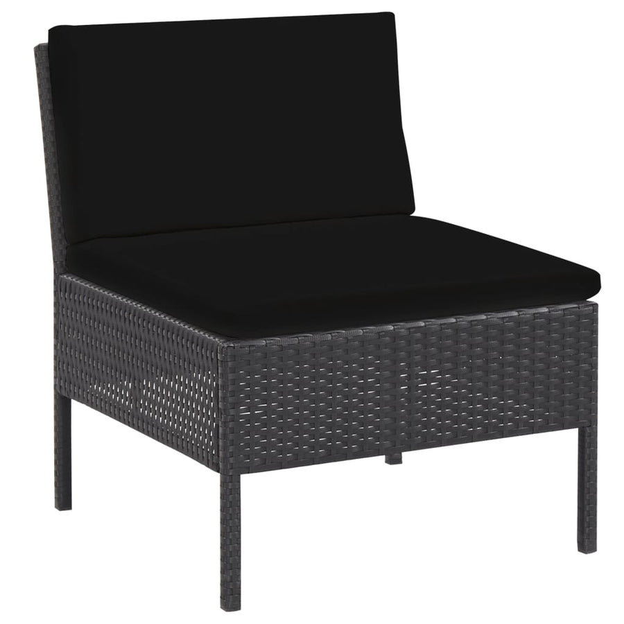Loungeset Met Kussens Poly Rattan Zwart