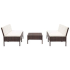 -Delige Loungeset Met Kussens Poly Rattan Bruin