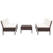 Loungeset 5-delig poly rattan bruin