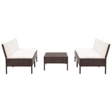 -Delige Loungeset Met Kussens Poly Rattan Bruin