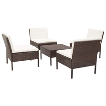 -Delige Loungeset Met Kussens Poly Rattan Bruin