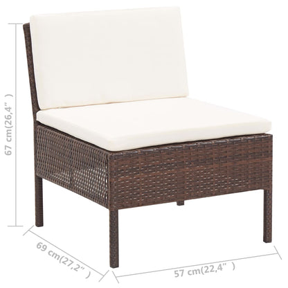 -Delige Loungeset Met Kussens Poly Rattan Bruin