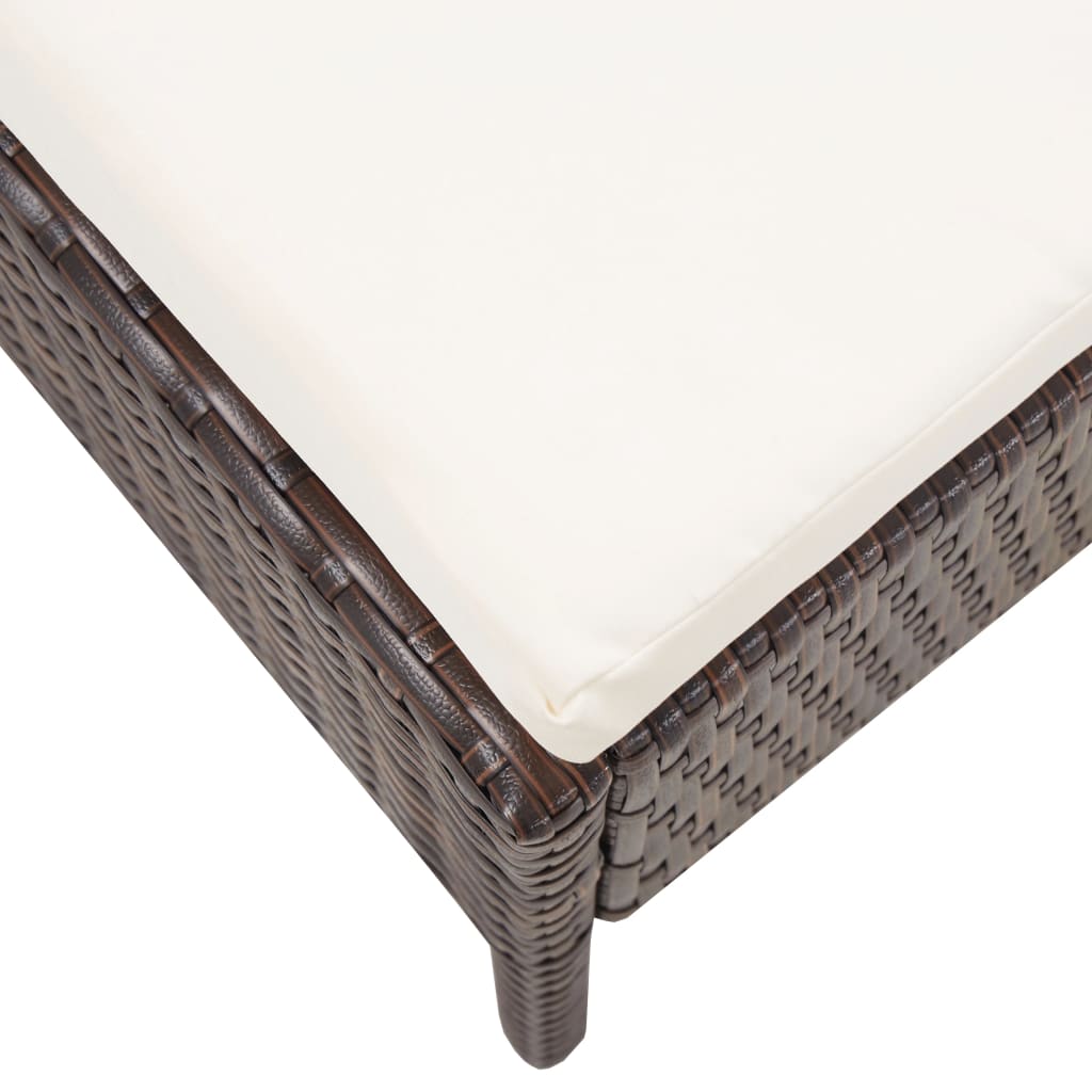 -Delige Loungeset Met Kussens Poly Rattan Bruin