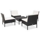Loungeset poly rattan 5-delig zwart