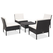 Loungeset poly rattan 5-delig zwart